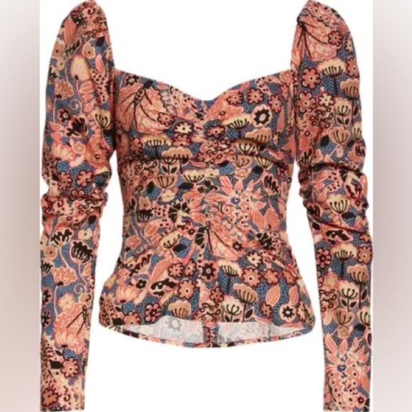 A.L.C Chandler Floral Sweetheart neckline & Puff Sleeve Floral Top 💕 size 2 - Picture 6 of 14